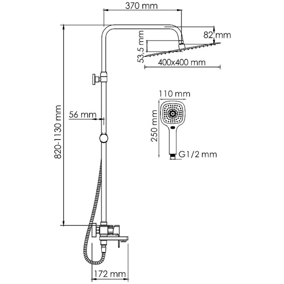Душевая система WasserKRAFT A177.119.065.010.CH Хром
