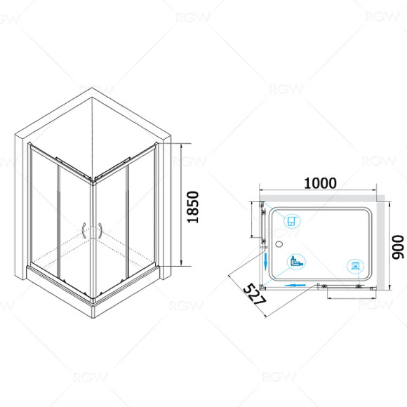 Душевой уголок RGW Passage PA-146 100х90 020814690-11 профиль Хром стекло прозрачное