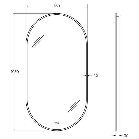 Зеркало Cezares Ellisse 55 CZR-SPC-ELS-550-1050-RGB-TCH с подсветкой с сенсорным выключателем и функцией памяти