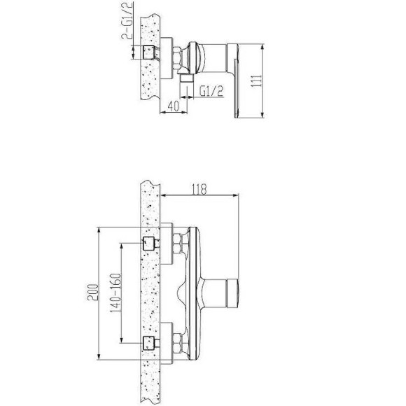 Смеситель для душа ESKO Baku BK 80 Хром глянцевый