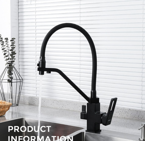 Смеситель для кухни Gappo G17-6 G4317-6 Черный матовый