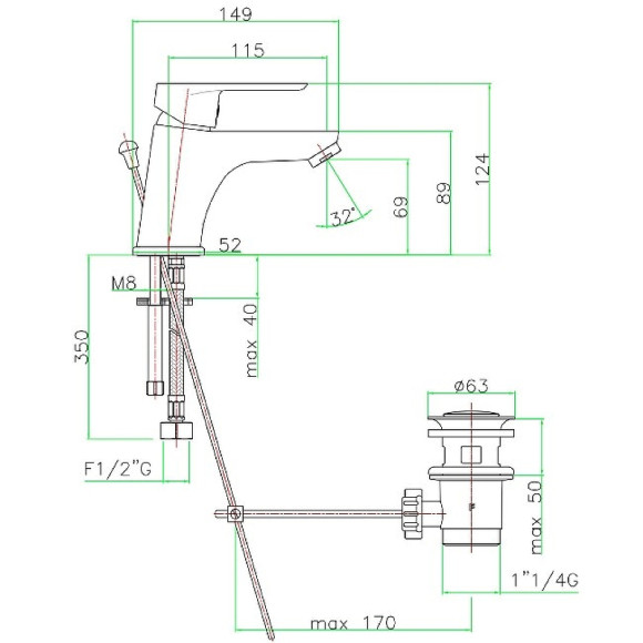 Смеситель для раковины Webert Sax Evolution SE830102560 Черный матовый Смеситель для раковины Webert Sax Evolution SE830102560 Черный матовый
