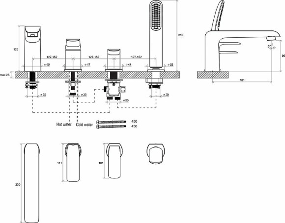 Смеситель на борт ванны Ravak Flat FL 026.00 X070120 Хром Смеситель на борт ванны Ravak Flat FL 026.00 X070120 Хром