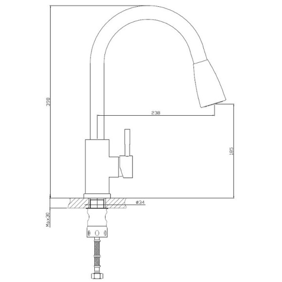 Смеситель для кухни Haiba HB73304-2 Нержавеющая сталь Смеситель для кухни Haiba HB73304-2 Нержавеющая сталь