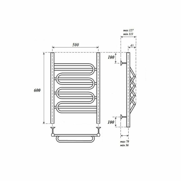 Водяной полотенцесушитель Point Юпитер Премиум PN01156S П5 500x600 Хром