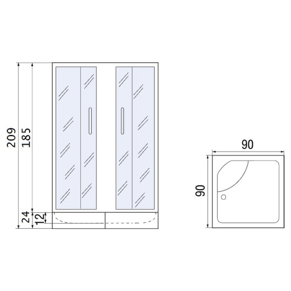 Душевой уголок River Morava XL 90x90 MT 10000011747 с поддоном