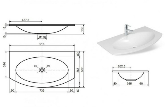 Раковина Эстет Мальта 91 ФР-00000785 Белая Раковина Эстет Мальта 91 ФР-00000785 Белая
