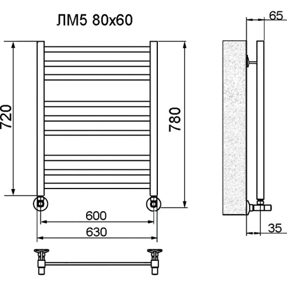 Водяной полотенцесушитель Ника Modern ЛМ-5 80/60 Хром Водяной полотенцесушитель Ника Modern ЛМ-5 80/60 Хром