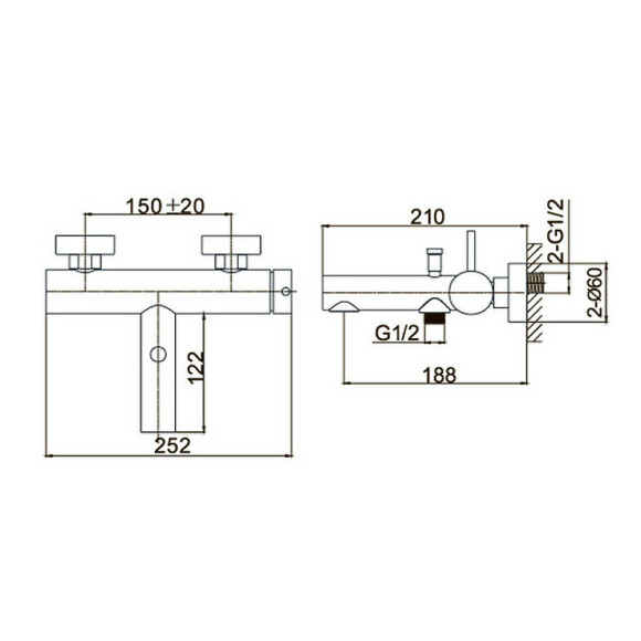 Смеситель для ванны Caprigo Don 53-011-CRM Хром