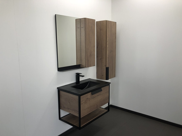 Тумба с раковиной Comforty Бонн 75 00-00001936 подвесная Дуб темный