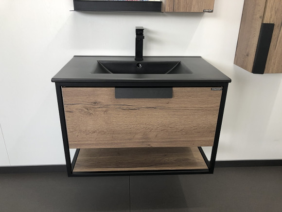 Тумба с раковиной Comforty Бонн 75 00-00001936 подвесная Дуб темный