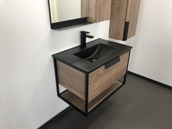 Тумба с раковиной Comforty Бонн 75 00-00001936 подвесная Дуб темный