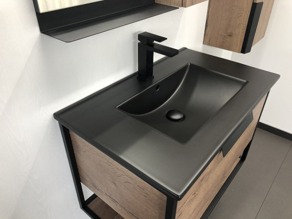 Тумба с раковиной Comforty Бонн 75 00-00001936 подвесная Дуб темный