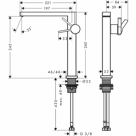 Смеситель для раковины Hansgrohe Tecturis E 73070000 Хром