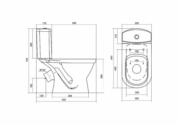 Унитаз компакт Santek Алькор 1WH302140 с бачком и сиденьем