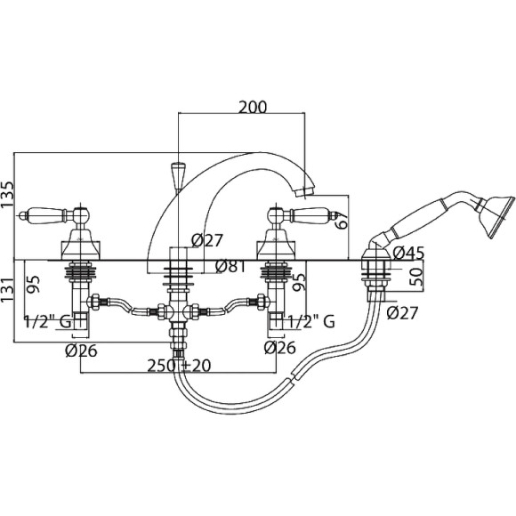 Смеситель на борт ванны Cezares First-BVD-02-Bi Бронза