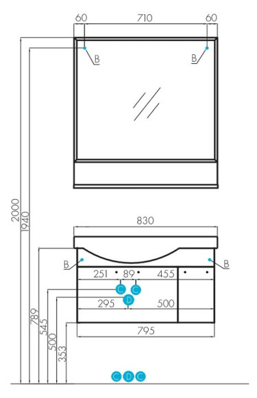 Тумба под раковину Aquaton Инди 80 1A188401ND010 подвесная Белая