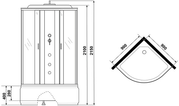 Душевая кабина Niagara Classic 90x90 NG-2308-14G с гидромассажем