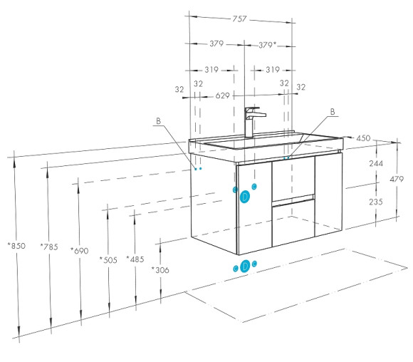 Тумба под раковину Aquaton Рене 76 1A258601NRC80 подвесная Белая Грецкий орех