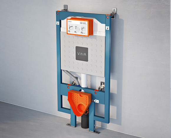 Комплект унитаза с инсталляцией Vitra Normus 9773B003-7200 с сиденьем Микролифт и клавишей смыва Хром глянцевый