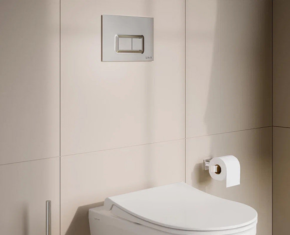 Комплект унитаза с инсталляцией Vitra Normus 9773B003-7200 с сиденьем Микролифт и клавишей смыва Хром глянцевый