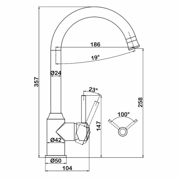 Смеситель для кухни Swedbe Selene 7440 Хром Смеситель для кухни Swedbe Selene 7440 Хром