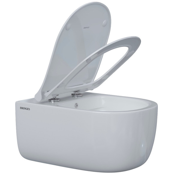 Комплект унитаза Berges Ego XL Rimless с инсталляцией Atom Line 043356 с сиденьем Микролифт и клавишей смыва Хром глянцевый Комплект унитаза Berges Ego XL Rimless с инсталляцией Atom Line 043356 с сиденьем Микролифт и клавишей смыва Хром глянцевый