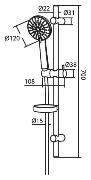 Душевой гарнитур Damixa Palace One 914100000 Хром