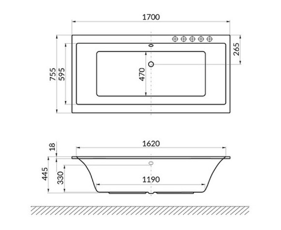 Акриловая ванна Excellent Pryzmat Slim 170x75 WAEX.PRY17WHS без гидромассажа
