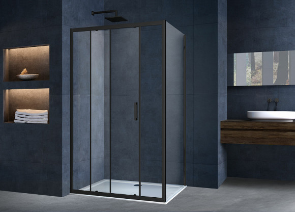 Душевой уголок Vincea Alpha 120x90 VSR-3AL9012CLB профиль Черный стекло прозрачное