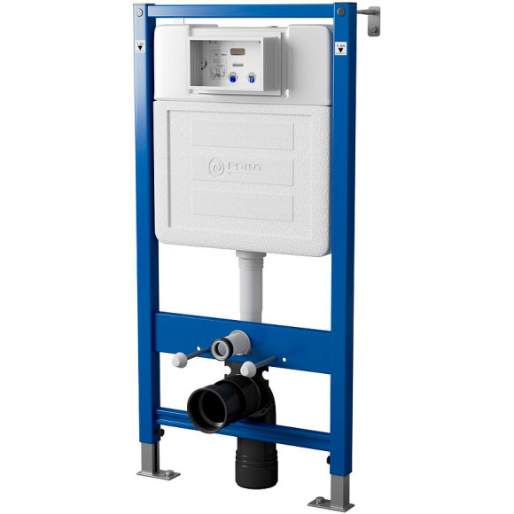 Комплект унитаза с инсталляцией Point Афина PN48058BM с сиденьем Микролифт и Черной матовой клавишей смыва