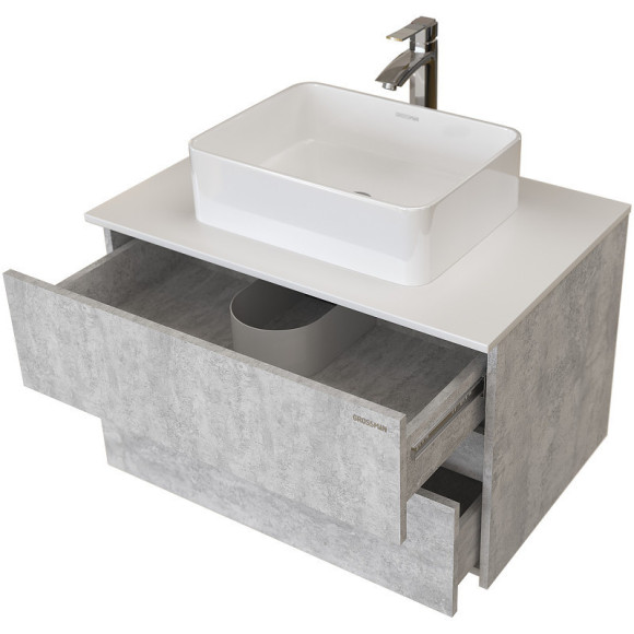 Тумба под раковину Grossman Эдванс 80 108010 подвесная Цемент светлый