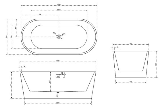 Акриловая ванна Abber AB9209 170х80 без гидромассажа Акриловая ванна Abber AB9209 170х80 без гидромассажа