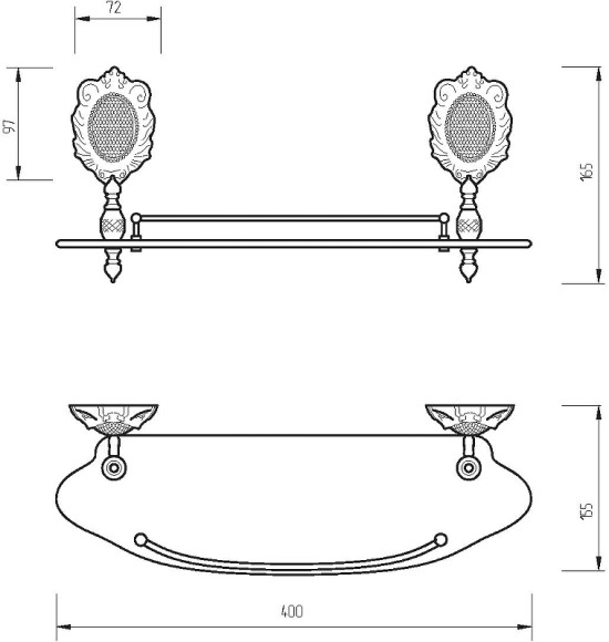 Стеклянная полка Migliore Cleopatra 16637 Бронза Стеклянная полка Migliore Cleopatra 16637 Бронза