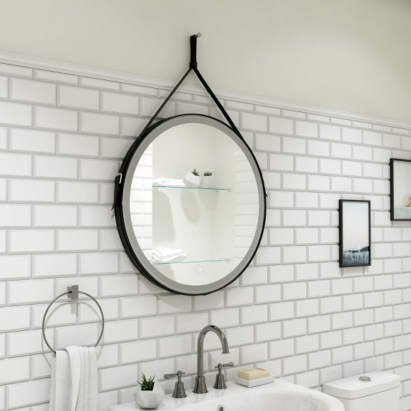 Зеркало Art&Max Milan AM-Mil-800-DS-F-Nero с подсветкой с сенсорным выключателем Черное Зеркало Art&Max Milan AM-Mil-800-DS-F-Nero с подсветкой с сенсорным выключателем Черное