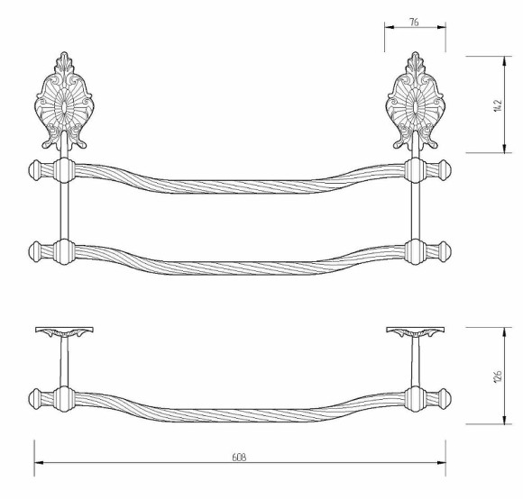 Полотенцедержатель Migliore Elisabetta 17006 двойной Бронза