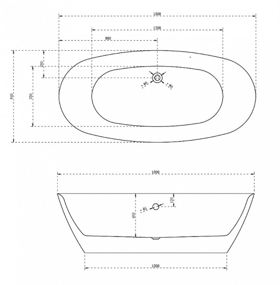 Акриловая ванна Abber AB9205 180x84 без гидромассажа Акриловая ванна Abber AB9205 180x84 без гидромассажа
