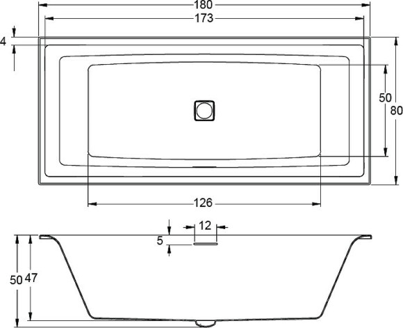 Акриловая ванна Riho Still Square 180x80 B099001005 (BR0100500000000) без гидромассажа Акриловая ванна Riho Still Square 180x80 B099001005 (BR0100500000000) без гидромассажа