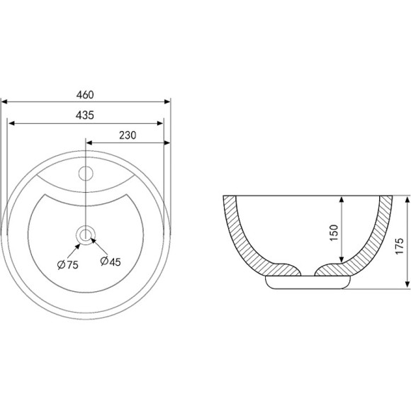 Раковина Abber Bequem 46 AC2101MB Черная матовая Раковина Abber Bequem 46 AC2101MB Черная матовая