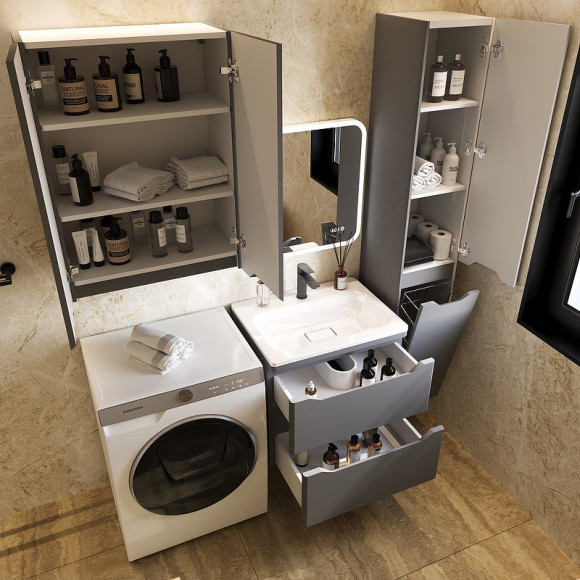 Тумба под раковину Style Line Марелла 60 Люкс Plus СС-00002406 подвесная Серый матовый антискрейтч Тумба под раковину Style Line Марелла 60 Люкс Plus СС-00002406 подвесная Серый матовый антискрейтч