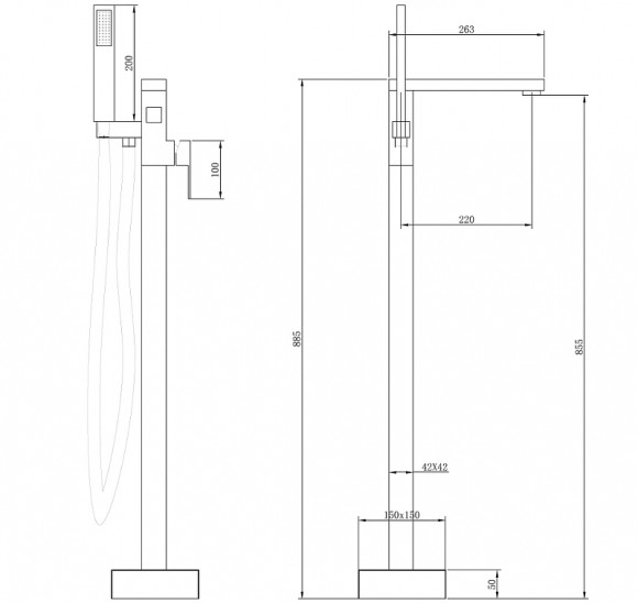 Смеситель для ванны Abber Daheim AF8215B Черный матовый Смеситель для ванны Abber Daheim AF8215B Черный матовый