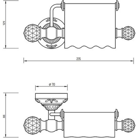 Держатель туалетной бумаги Migliore Cristalia 16763 с крышкой Бронза с кристаллами Swarovski