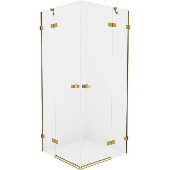 Душевой уголок New Trendy Avexa Gold 100х100 EXK-1786 профиль Брашированное золото стекло прозрачное