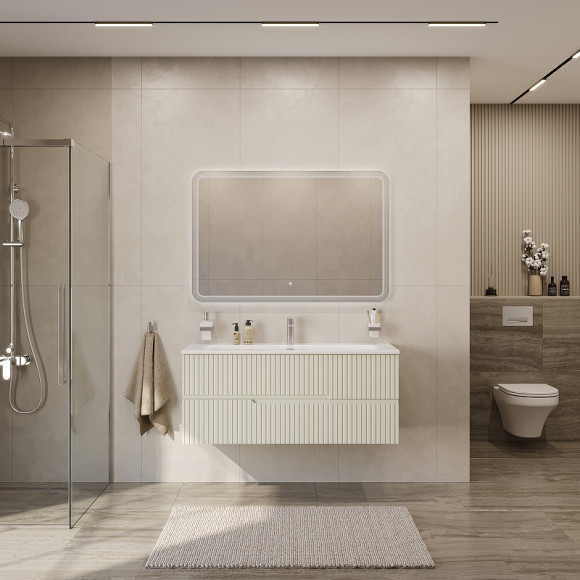 Тумба под раковину Cezares Duet-N 120 DUET-N-1200-2C-SO-AS-P подвесная Альпака брашированная