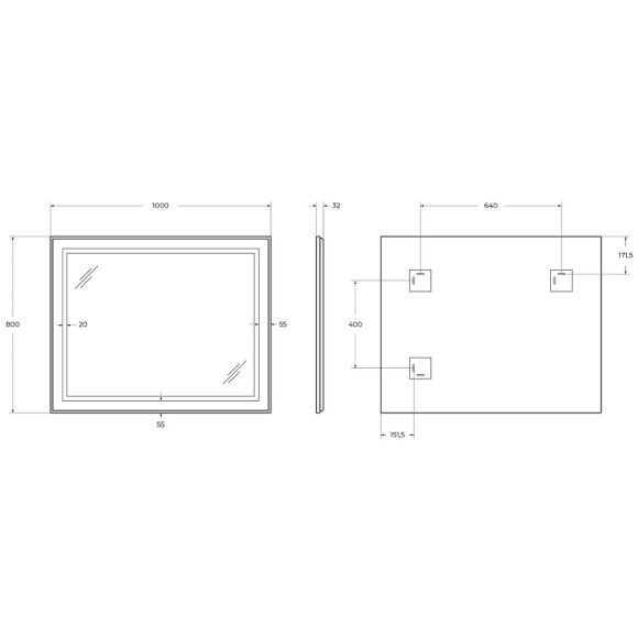 Зеркало BelBagno Kraft 100 SPC-KRAFT-1000-800-SENS-NERO с подсветкой Черное с сенсорным выключателем