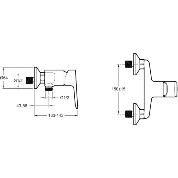 Смеситель для душа Jacob Delafon Oscar E29843-CP Хром