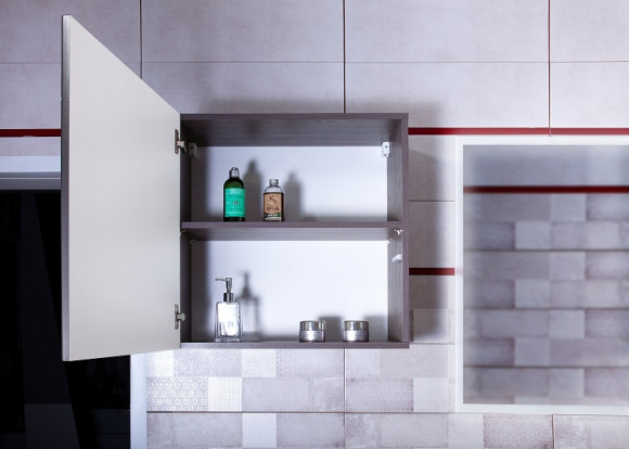 Подвесной шкаф Бриклаер Кристалл 60-1 4627125414749 Софт Графит Ясень Анкор темный