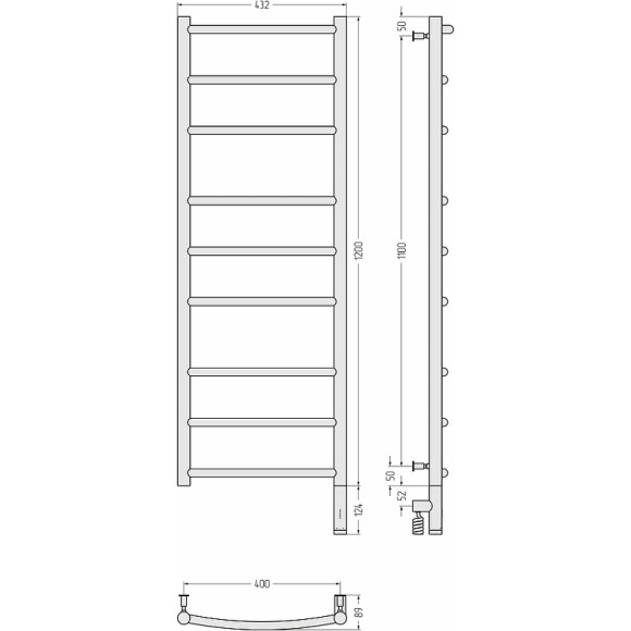 Электрический полотенцесушитель Сунержа Галант 3.0 1200x400 R 31-5801-1240 Черный матовый