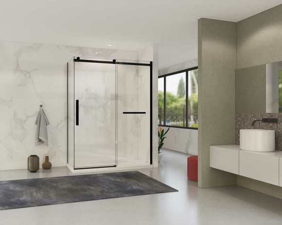 Душевой уголок Vincea Como Soft 140x80 VSR-1CS8014CLB профиль Черный стекло прозрачное