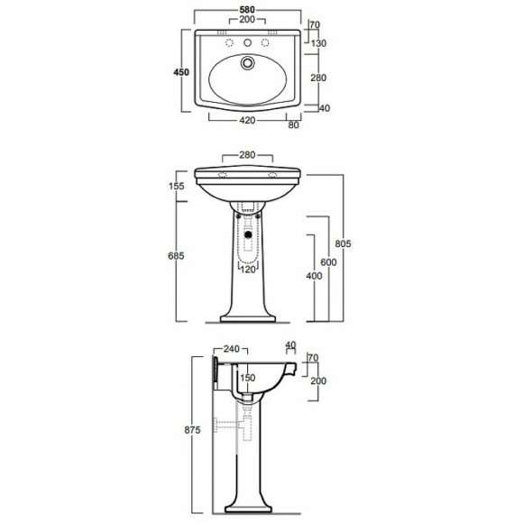 Раковина Simas Londra 58 LO914bi*1 Белая Раковина Simas Londra 58 LO914bi*1 Белая